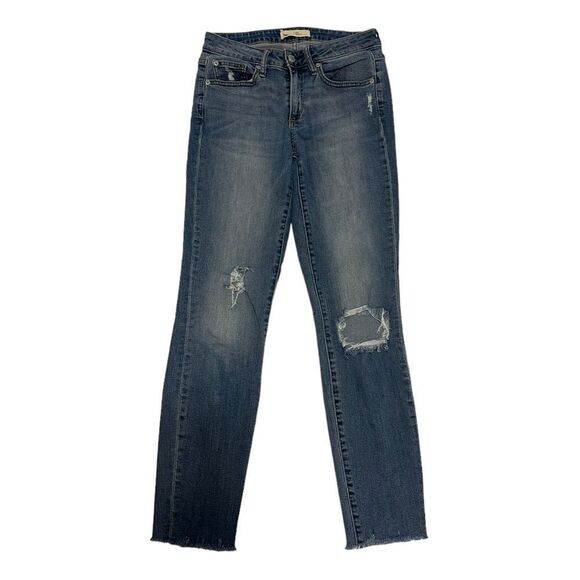 Gap 1969 27R Curvy True Skinny Jeans with small rips and distressed bottoms - Picture 2 of 10